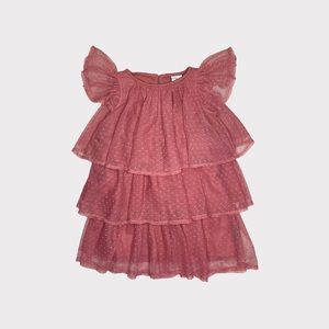 Polarn O. Pyret Ruffle Tiered Tulle Pink Mauve Dress